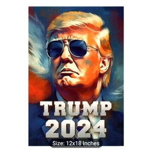 FREE with Bundle Trump 2024 12"x18” Burlap MAGA Garden Flag NWT Full Color